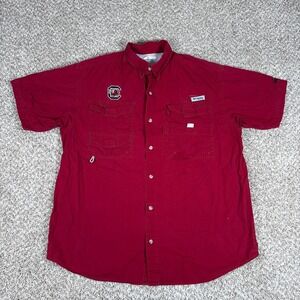 Columbia PFG Shirt Mens L Gamecocks South Carolina Red Short Sleeve Fishing